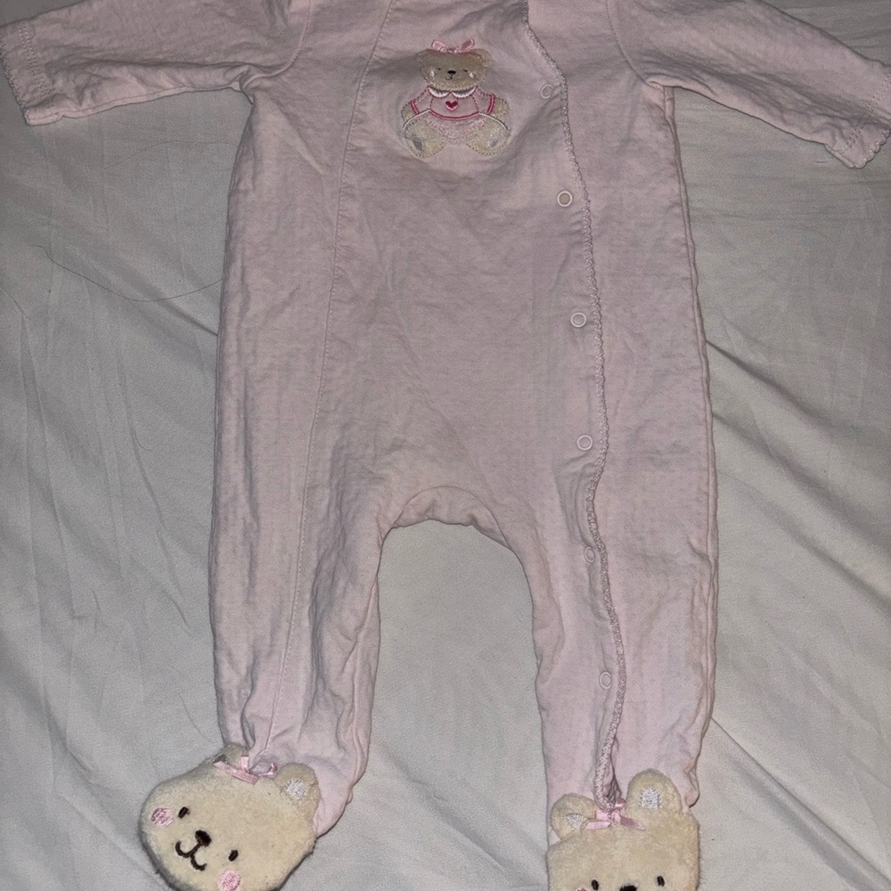 Little Me Pink Bear Footie Pajamas